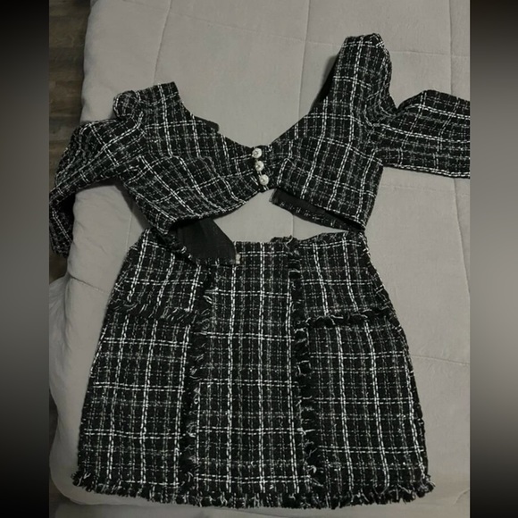 Plaid Tweed Matching Jacket & Mini Skirt - Picture 2 of 12